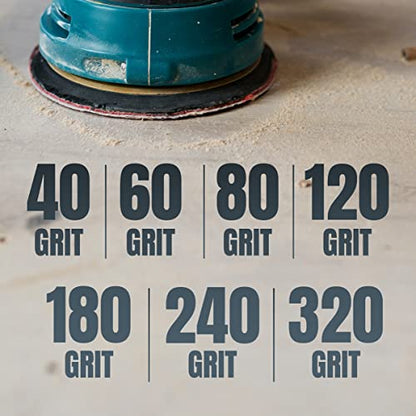 POWERTEC 50PK, 60 Grits, Sanding Discs 5 Inch - Hook and Loop, 5 Inch 8 Hole Aluminum Oxide Sandpaper Discs, Woodworking Sanding Pads for Random Orbital, Palm, Air, DA & Pneumatic Sander (45006)