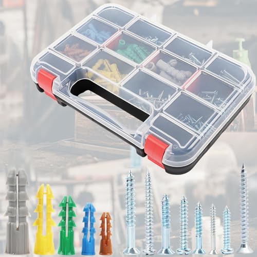 370pcs Drywall Anchors and Screws Assortment Kit