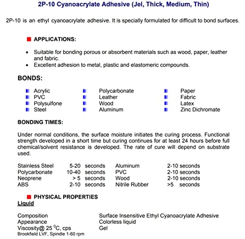 FastCap 2P-10 - Thick – Industrial Strength Heavy-Duty Super Glue - CA (Cyanoacrylate Adhesive) - 2.25 oz/64g. Perfect Gap Filling Projects. 2-Part Adhesive. Activator Sold Separately (1-Bottle) - style: Thick