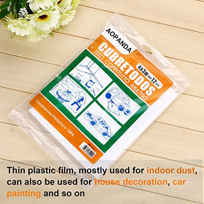 AOPANDA Painters Plastic Drop Cloth，9x12ft Plastic Tarp Waterproof Dustproof， Painting for Couch Cover and Furniture Cover, Painters Plastic, dust Cover.
