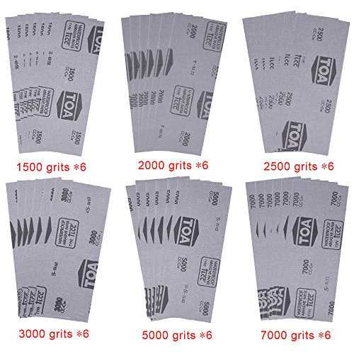 AUSTOR 36 Pieces Sandpaper High Grit Wet and Dry Sandpaper Assortment