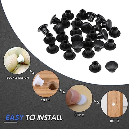 300Pcs 3/16 Inch Plastic Hole Plugs - color: Black, size: 300pcs*0.19"(5mm)