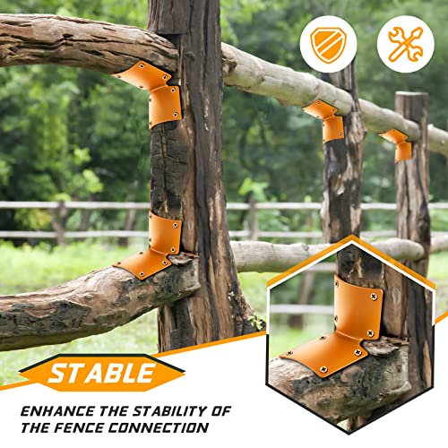 20 Pcs Round Post Fence Brackets Metal L for Wood Fence Post Repair Round Rail Angle Brackets with 0.8 Inch Screws for Wooden Frame Bed Furniture Hardware, 2 x 2 Inch - color: Brown