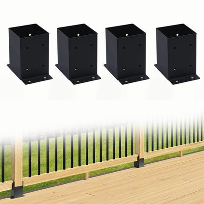 4-Pack 4x4 Edge-Mount Post Base Brackets, Wall-Flush 2-Side Flange