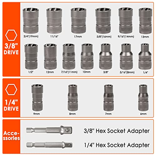 54-Piece Broken Bolt Extractor Kit with Easy Out Screw Extractor Set - size: 54-Piece