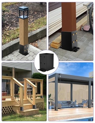 4 PCS Metal 4x4 Post Base, Inner Size 3.5"x3.5" Post Bracket - size: 4 x 4 post base (4 PCS)