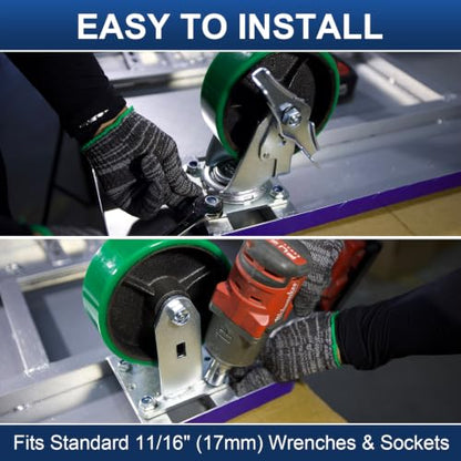 3/8"-16 x 1-1/2" Caster Mounting Hardware Kit, 16 Complete Sets, Heavy Duty Hex Bolts with Nylon Lock Nuts & Flat Washers, Fits One Complete Set of 4 Plate Casters, Galvanized Steel（1 Set） - color: Mounting Bolt Kit, size: 3/8" x 1-1/2"
