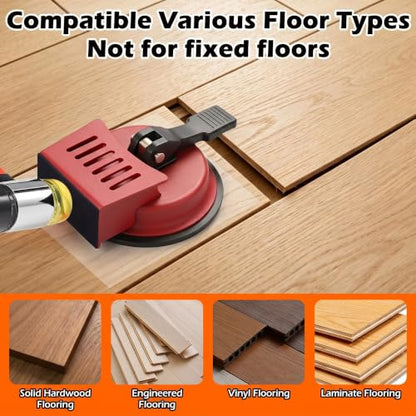 Heavy Duty Floor Gap Fixer Tool, 176 LBS Vacuum Suction Cup - Fix Floor Gaps Fast with 15 Sticky Pads & Scraper for Vinyl Plank Flooring, Red LVP Laminate Repair Kit, Wood Plank Grabber (No Hammer)