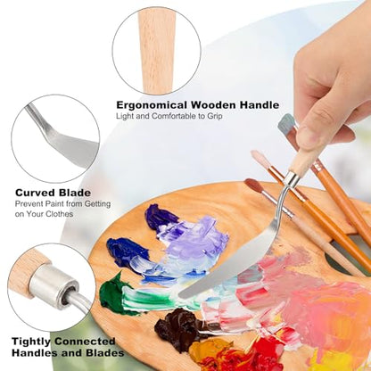 PATIKIL Art Spatula, No.9 16mm Stainless Steel Flexible Palette Knife Painting Knife Painting Spatula Oil Painting Mixing Scraper with Wood Handle for Canvas Acrylic Painting, Brown - style: No.9