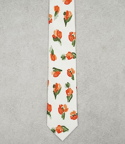 Cotton 2.5-Inch Skinny Floral Tie and Pocket Square Set for Men - color: 12