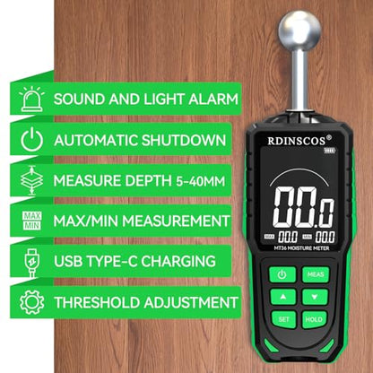 RDINSCOS Rechargeable Moisture Meter for Walls