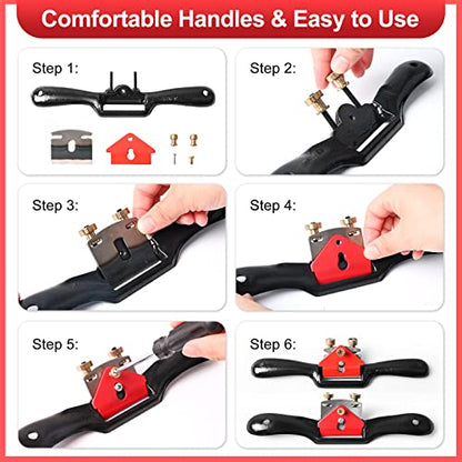 9" 10" Adjustable Spokeshave Kit with 6pcs Metal Blade, Woodworking Plane
