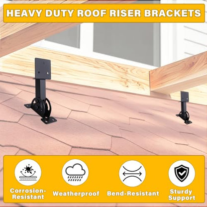 2 Pcs Pergola Roof Riser Bracket Kit Heavy Duty Adjustable for 2x4/2x6 Wood - size: 2x4-2