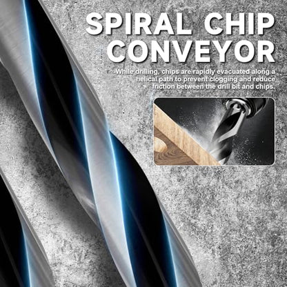 1-1/5"×17" Professional Auger Drill Bit for Wood with Quick Change 1/2" Hex Shank- 3-Cutter Design with Dual-Flute for Fast Chip Removal, Fits Hardwood, Softwood, PVC, Drywall & Tree Stumps - size: 1-1/5"×17"
