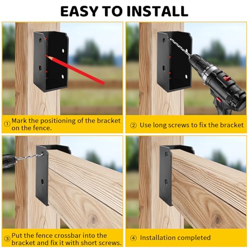 Deck Railing Concealed Brackets,DIY Woodwork Concealed-Flange Hanger for 2" x 4”(Actual:1.5" x 3.5") Wood Beam,U-Shaped Joist Hanger Bracket for Wood Fence,Deck Handrails,Staircase - 12Pack