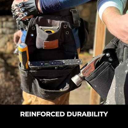 Perkins Builder Brothers Essential Tool Belt Set With Suspenders, Ideal for Framers, Carpenters and Contractors, Medium Size, Black - size: Medium