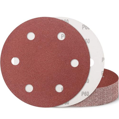 9 Inch 6 Hole Drywall Sanding Disc, 60 Grit 15 PCS Hook and Loop Sandpaper