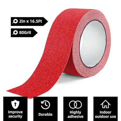 Reniteco 2" x16.5Ft Anti Slip Tape Red Heavy Duty Grip 1PC - color: 03-Red, size: 2in x 16.5Ft