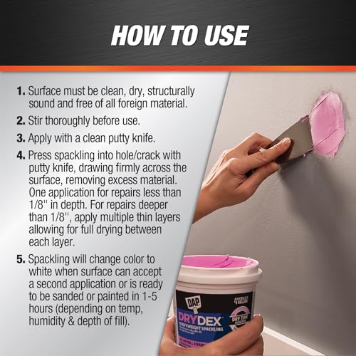 DAP DryDex Dry Time Indicator Spackling, Pink/White, 32 Oz (7079812330) (Pack of 2) - size: 1 Quart (Pack of 2)