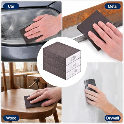 6Pcs 220 Grit Sanding Sponges, Wet Dry Sanding Blocks - size: 220Grit
