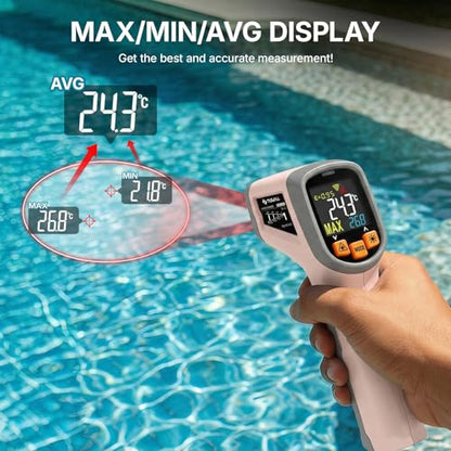 Tilswall Infrared Thermometer, Laser Temperature Gun -58°F~1112°F, Pink - color: pink