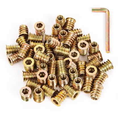 5/16-18 x 15mm Threaded Insert for Wood Furniture Screw in Nut Threaded Wood Inserts Bolt Fastener Connector, Zinc Plated Carbon Steel, 50 PCS (with Hex Spanner) - size: 5/16"-18 x 15mm