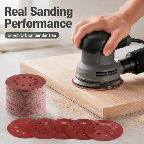 Sanding Disc Backing Pads Set,5 Inch Sanding Pad with 50 PCS Sanding Discs