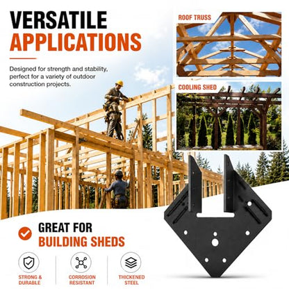Black Hurricane Ties, 20 Pack Rafter Brackets for 2x4 and 2x6