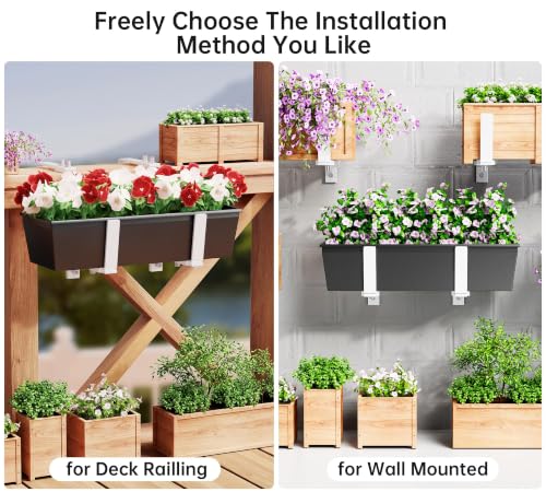 Y&M 2 Pack Window Box Brackets, Adjustable Railing Planter Box Brackets - size: 2p White