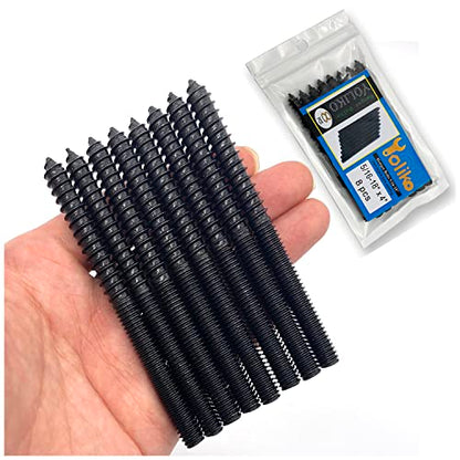 8 Pack 5/16-18 x 4 Inch Hanger Bolts 5/16-18" Black Double Headed Bolts 5/16 Wood Dowel Screw Self-Tapping Screw Hanger Bolts for Furniture Double Head Threaded Rods Bolt 100mm Length - size: Black 5/16-18"x4"-8PCS