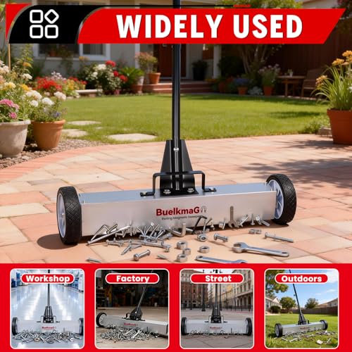 Buelkmag 55Lbs Nail Magnet Sweeper 36 Inch Rolling Magnetic Sweepers - size: 36 Inches