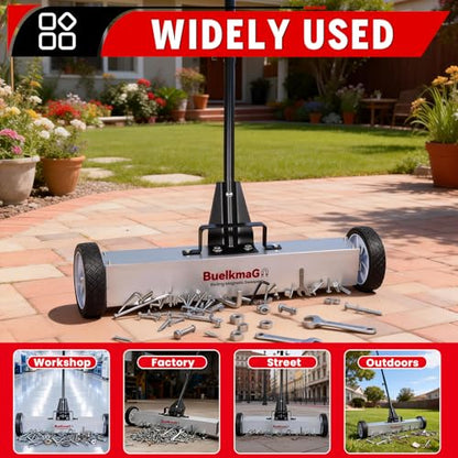 Buelkmag 55Lbs Nail Magnet Sweeper 36 Inch Rolling Magnetic Sweepers - size: 36 Inches