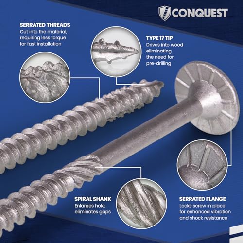 Conquest Structural Wood Screws 0.275" x 3" - size: 0.275" x 3"