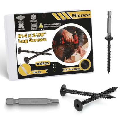 #14 x2-7/8'' Deck Screws,100Count Coarse Thread Exterior Wood Screws - size: #14 x 2-7/8"