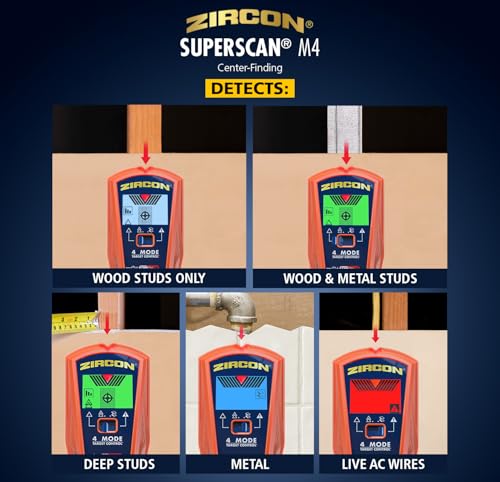 Zircon® SuperScan™ M4 Advanced Stud Finder with Metal & Live Wire Detection