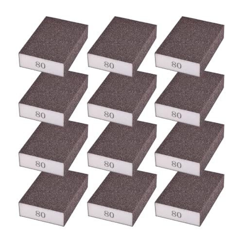 12Pcs 80Grit Sanding Sponges, Wet Dry Sanding Blocks - size: 80Grit