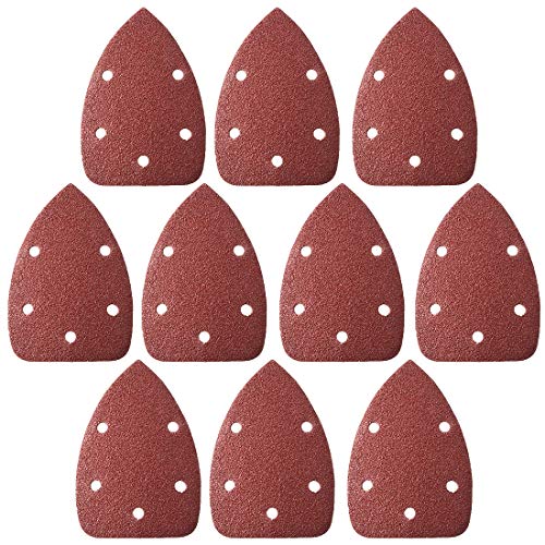 uxcell Detail Sander Sandpaper, Triangular Sanding Paper, Hook and Loop Sanding Pads, Triangle Oscillating Multi Tool, 40 Grits 5 Holes, 10pcs - size: 40 Grits