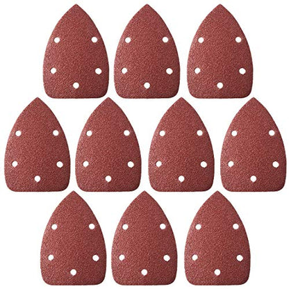 uxcell Detail Sander Sandpaper, Triangular Sanding Paper, Hook and Loop Sanding Pads, Triangle Oscillating Multi Tool, 40 Grits 5 Holes, 10pcs - size: 40 Grits