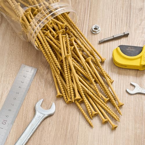 100 PCS #10 x 4” Deck Screws Self-Tapping Outdoor Wood Screws - color: Tan, size: #10x4"
