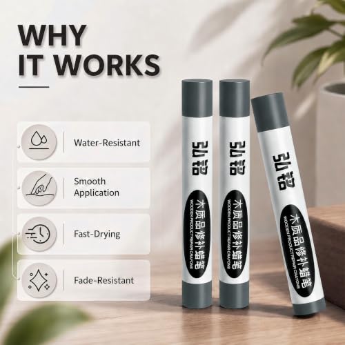 3 Colors Wood Filler Sticks, Dark Gray Series, with Scraper - color: Dark Gray Series