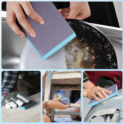 12 Pack Sanding Sponge, Washable and Reusable Sanding Blocks 400 Grit Wet Dry Sand Paper for Wood Drywall Metal Furniture - size: 400 Grits