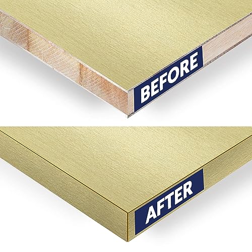 Brushed Gold PVC 1 inch x 25 ft Edge Banding Peel Stick Tape Adhesive Metal Edging Veneer Aluminum Trim Flexible Strip Molding MDF Wood Cabinet Laminate Shelf Furniture Countertop Formica Plywood - color: Brushed Gold, size: 1 inch x 25 ft