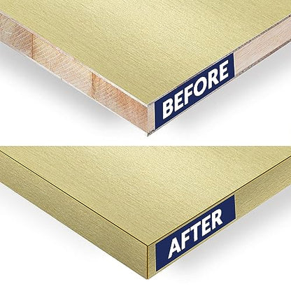 Brushed Gold PVC 1 inch x 25 ft Edge Banding Peel Stick Tape Adhesive Metal Edging Veneer Aluminum Trim Flexible Strip Molding MDF Wood Cabinet Laminate Shelf Furniture Countertop Formica Plywood - color: Brushed Gold, size: 1 inch x 25 ft