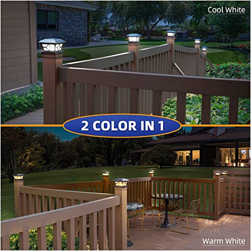APONUO 4x4 Solar Post Cap Lights 4 Pack - 6x6 Post Cap Solar Light, 2-Mode, IP64 Waterproof, Post Lights Solar Powered for 4x4 5x5 6x6 Wood/Vinyl Posts, Black - color: Black, size: 4 Pack