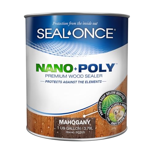 Seal-Once Nano+Poly Wood Sealer and Waterproofer, Mahogany, 1 Gallon - color: Mahogany, size: 1 Gallon