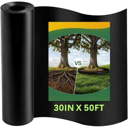 Convivium Tree Root Barrier Roll, 60mil Recycled HDPE Root & Bamboo Barrier for Landscaping, Heavy-Duty Root Blocker for Sidewalks, Driveways & Garden Edging (30in x 50ft x 60mil) - size: 30in x 50ft x 60mil