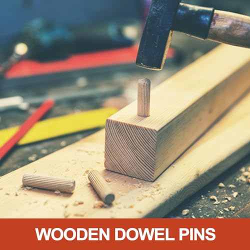 MECCANIXITY Wooden Dowel Pins 5/32" x 3/4" (4mm x 20mm) Straight Dowel Rods Wood Fluted Dowels Rods for Crafts Furniture DIY Hardwood Count 200 - size: 5/32" x 3/4"