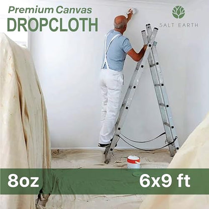 2Pk Recycled Cotton All Purpose Canvas Tarp Cover Painter Drop Cloth-6x9ft