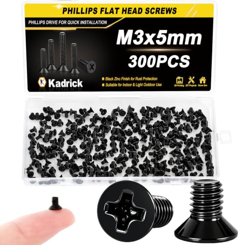 KADRICK M3 x 5mm Countersunk Screws, 300PCS, M3 Flat Head Screws - size: M3x5mm 300PCS