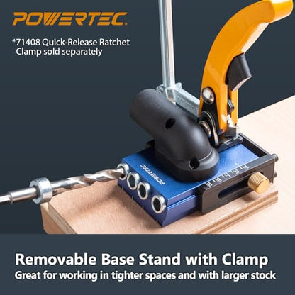POWERTEC Aluminum Pocket Hole Jig with Dust Port & Clamp (71844) - style: AluminumPocket Hole Jig Set w/ Toggle Clamp